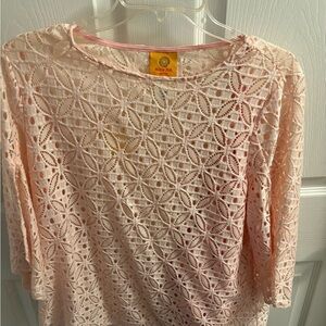 Pink Lily Women's Blush Floral Lace Blouse